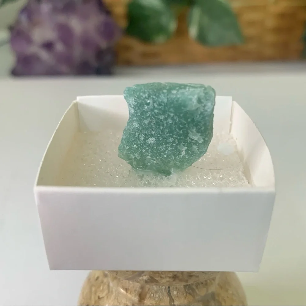 Brazilian Green Aventurine Mineral Specimen Mounted Boxed Labeled Crystal Rock